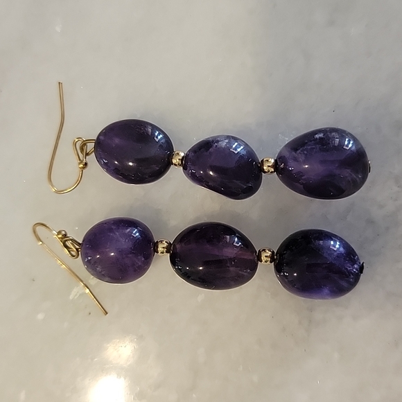 Purple & gold  earrings & bracelet set - Picture 8 of 8